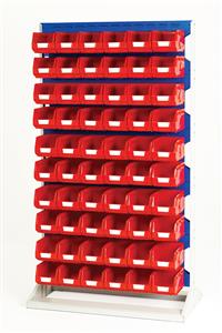 Bott Louvre 1775mm high Static Rack c/w 120 Red Plastic Bins Bott Static Verso Louvre Container Racks | Freestanding Panel Racks | Small Parts Storage 16917232.11V 